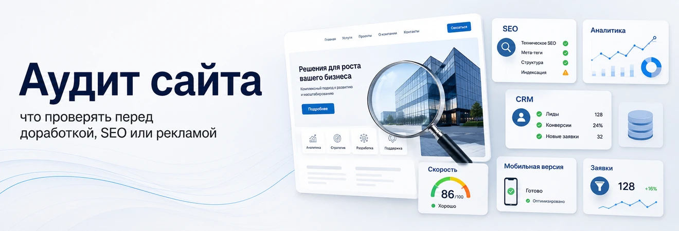 Аудит сайта перед доработкой, SEO или рекламой: проверка SEO, заявок, аналитики, скорости, CRM и безопасности