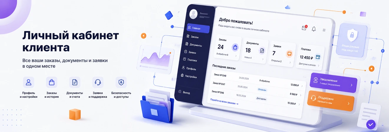 Личный кабинет клиента на сайте: заказы, документы, статусы, роли пользователей и интеграции
