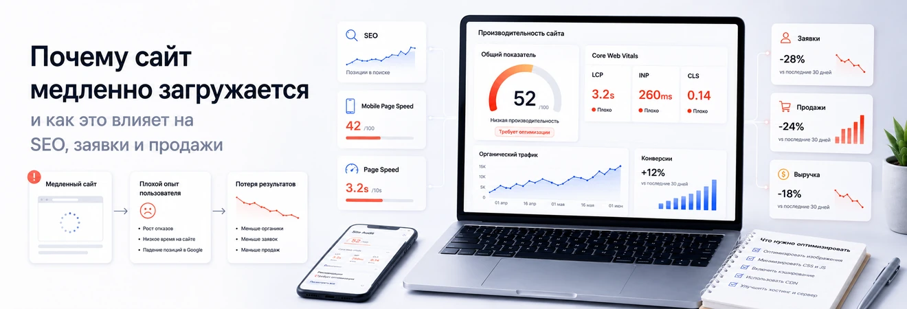 Why a website loads slowly and how it affects SEO, leads and sales